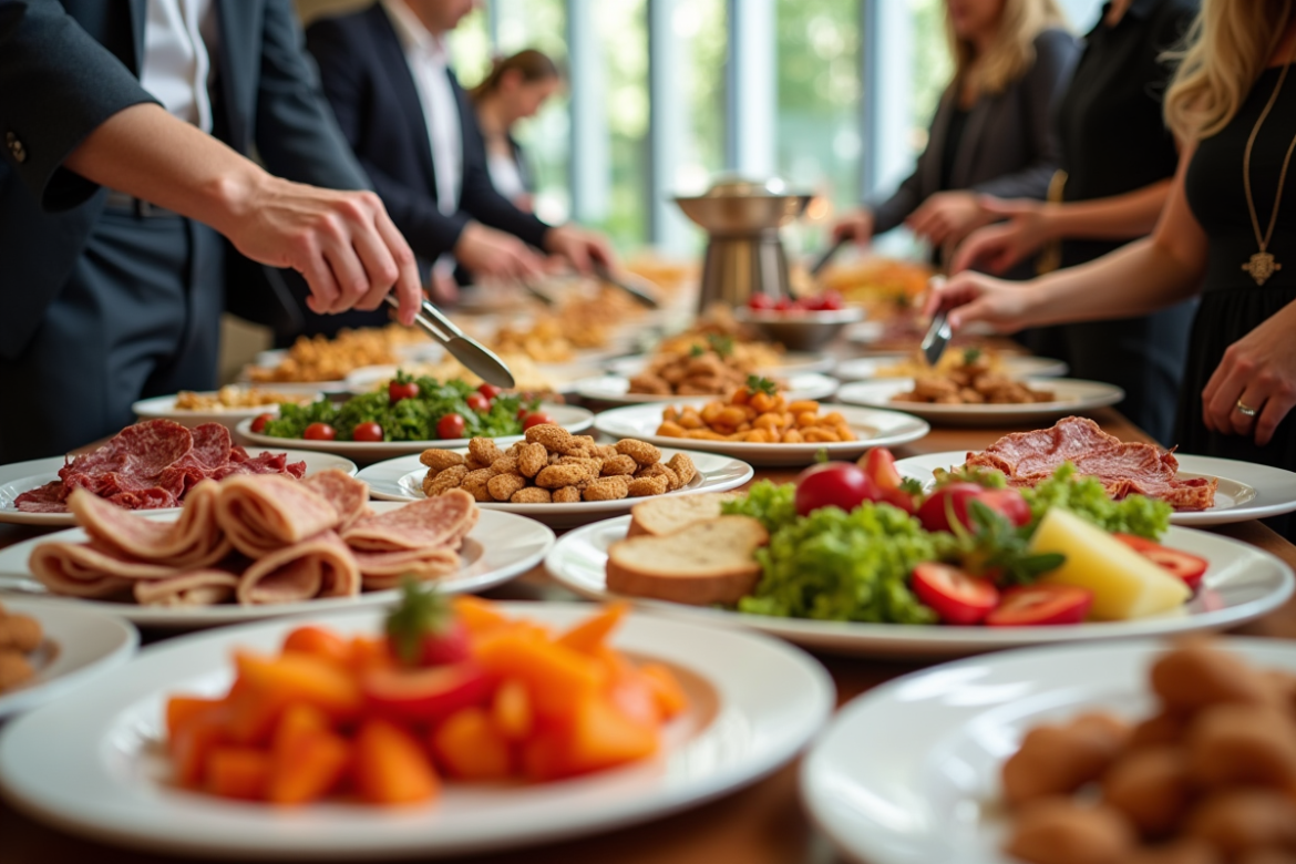 Buffet élégant avec plats froids pour réception
