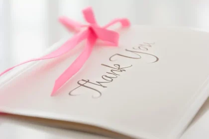 carte de remerciements d'un mariage