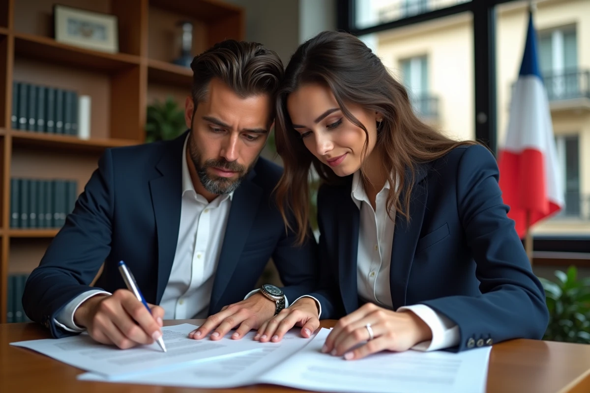 Jeune couple interracial en réunion officielle de mariage
