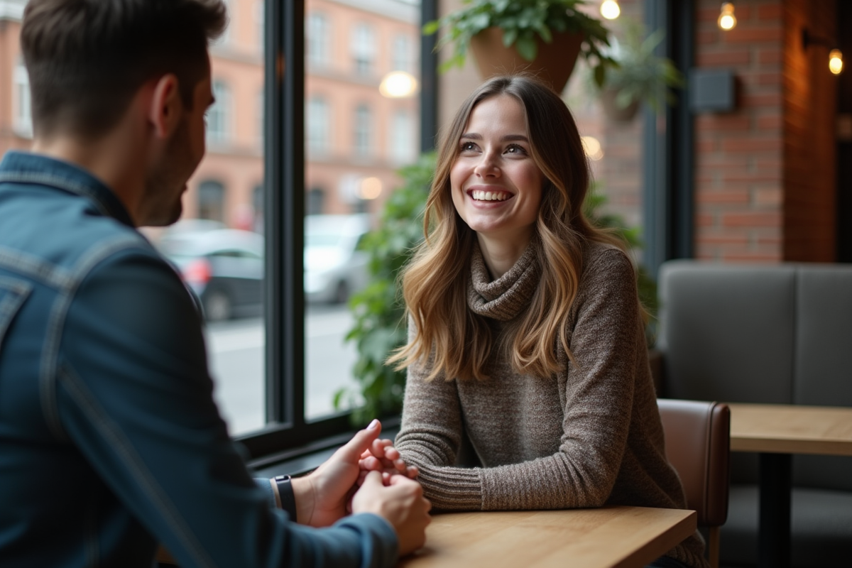 Femme surprise au café lors d