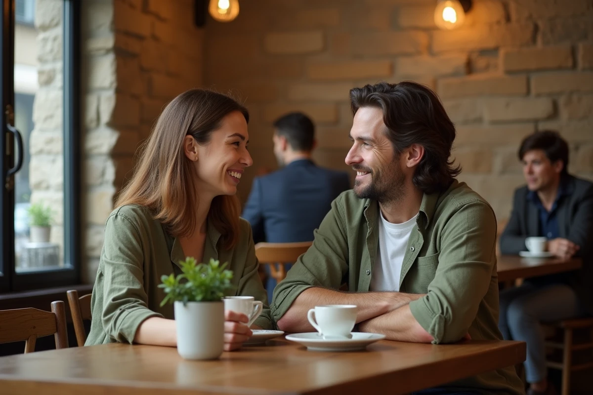 Sophie Jovillard et son conjoint complices attablés dans un bistrot parisien